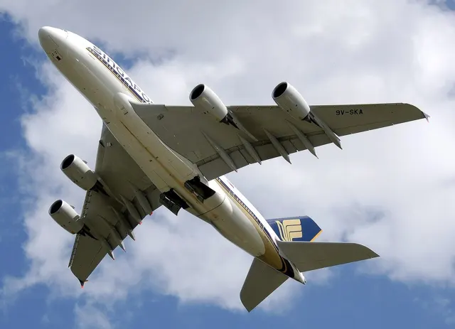 Airbus A380 taking off from London Heathrow