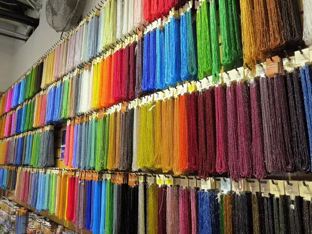 Strings of beads in many colors