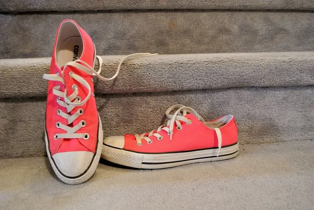 Pair of pink canvas sneakers
