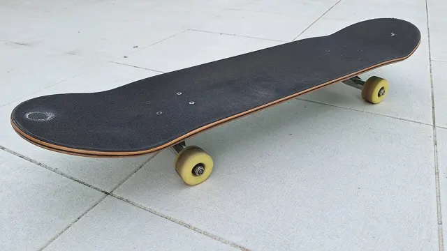 Skateboard on a tiled floor